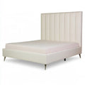 Cama con cabecero alto de paneles acolchados - beige