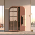 Armario con puertas curvas y nichos interiores - rosa/beige