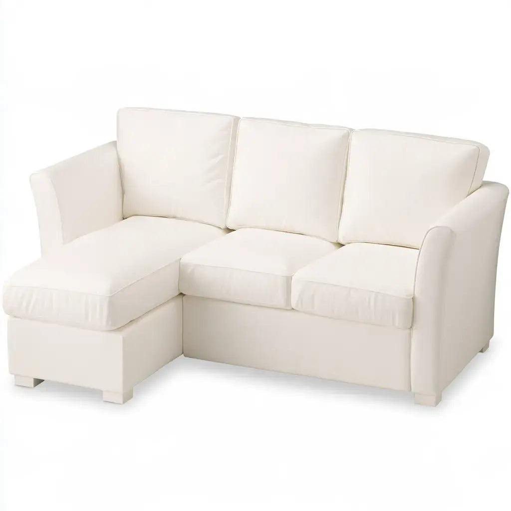 Sofá con asiento alargado y brazos rectos - blanco