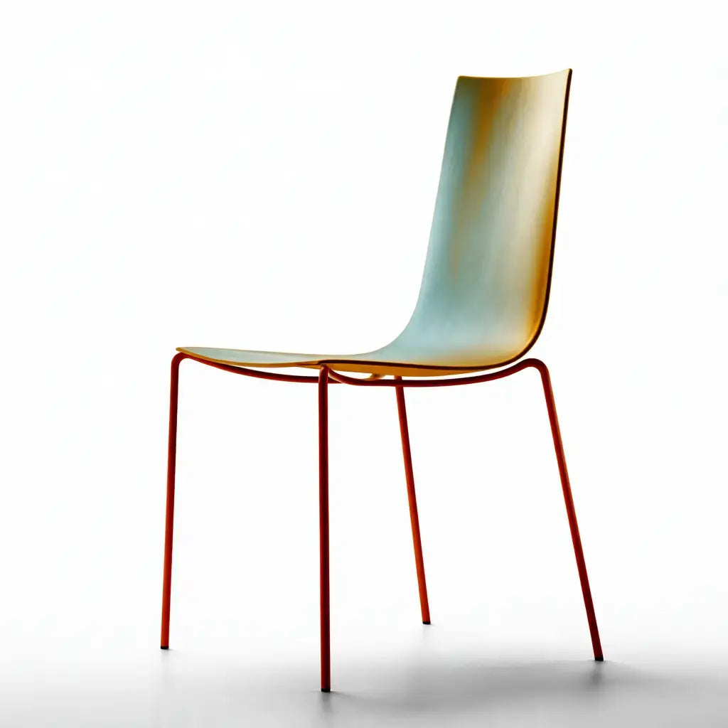 Silla con respaldo alto y patas finas - verde/rojo