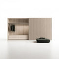 Armario con puerta estriada y compartimentos abiertos - beige
