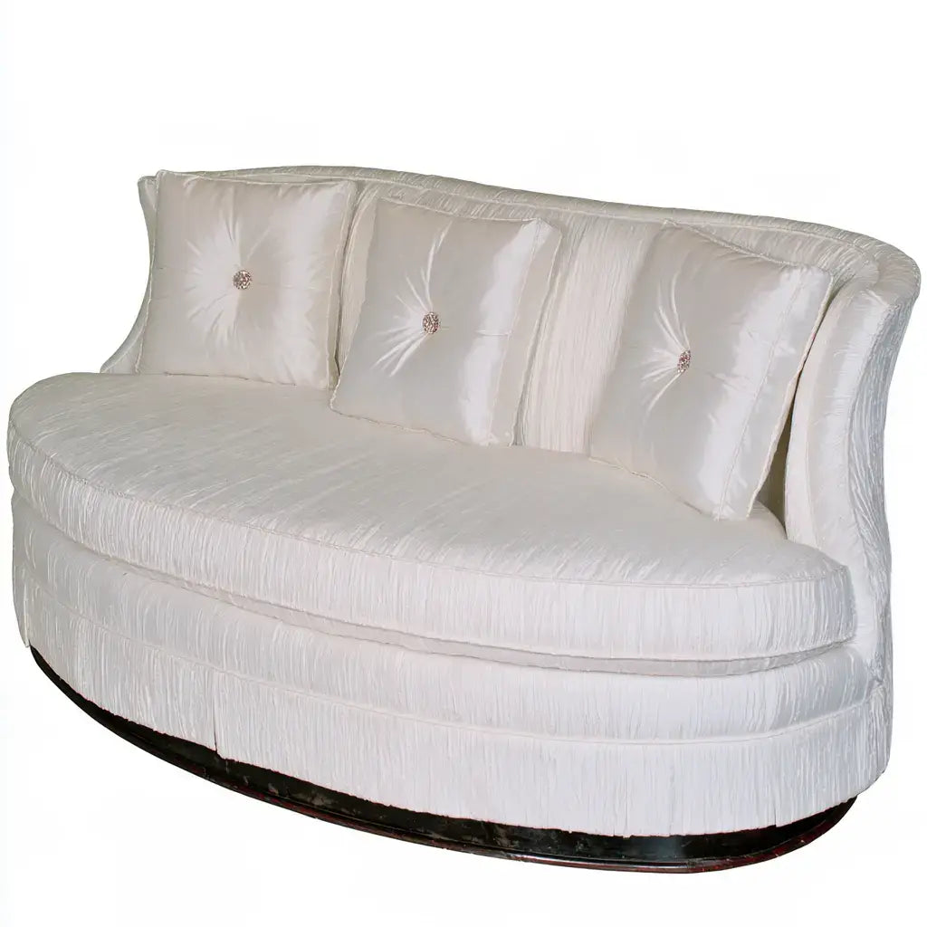 Sofá curvado con respaldo de botones - blanco