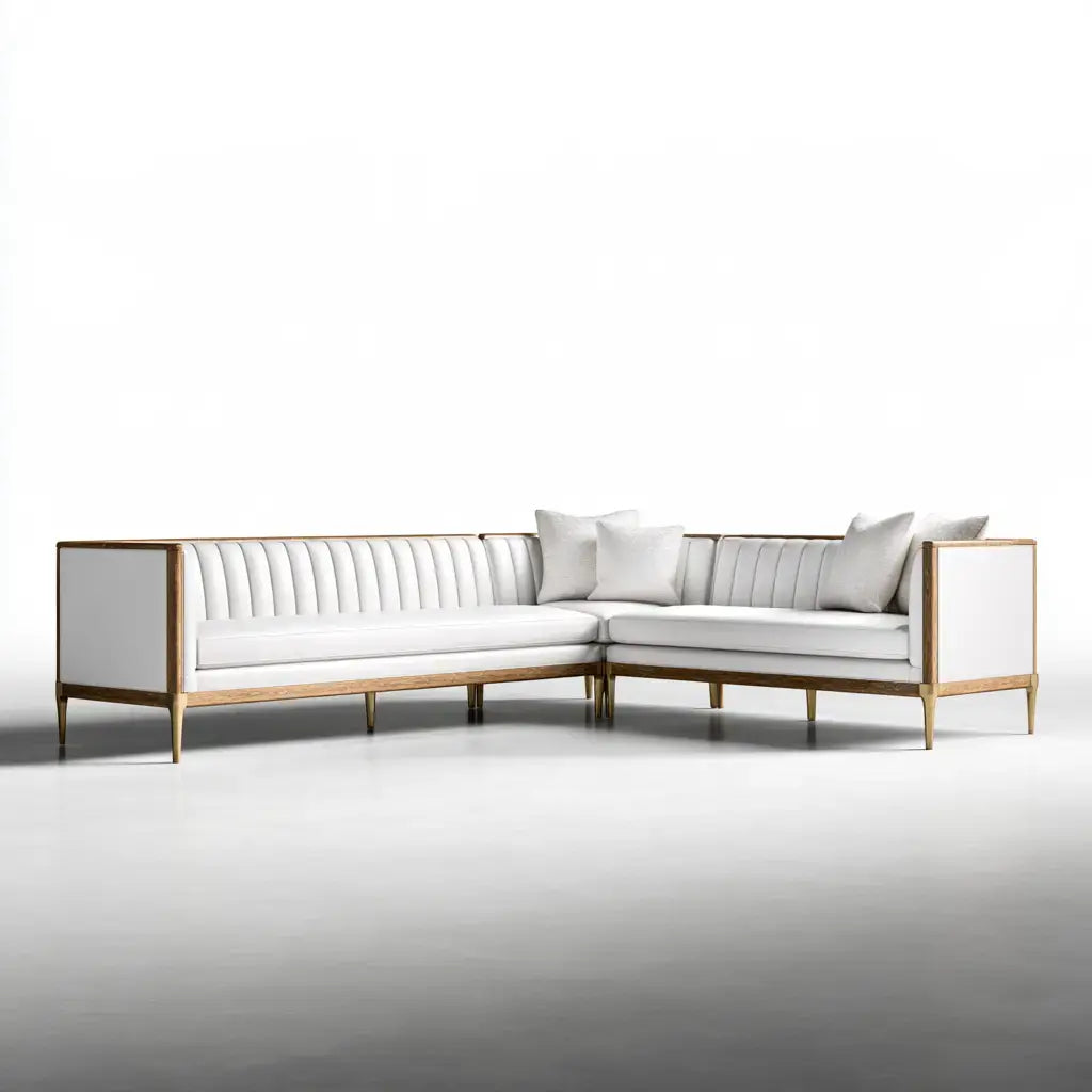 Sofá rinconero con estructura fina - blanco/beige