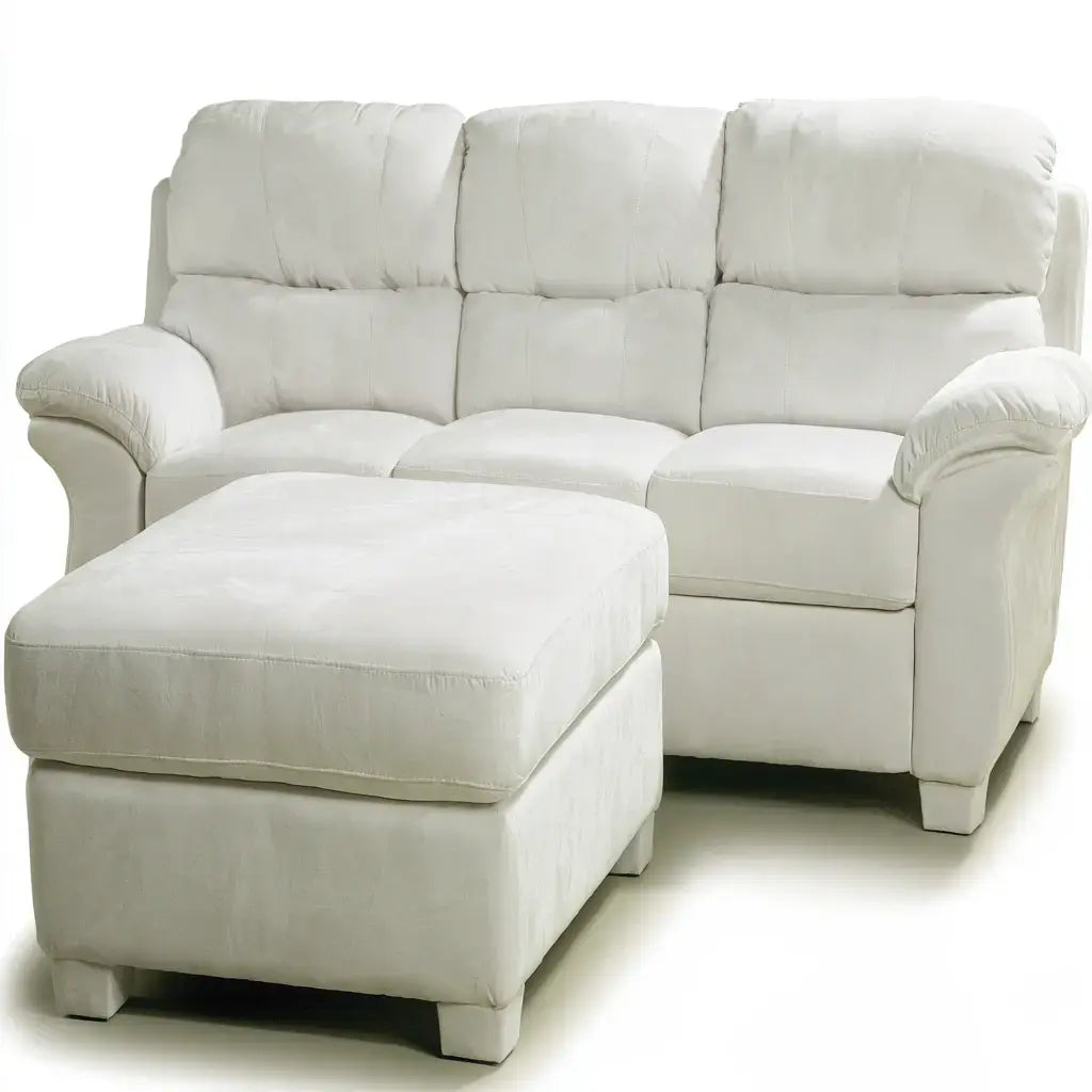 Sofá con dos asientos y reposapiés acolchado - beige