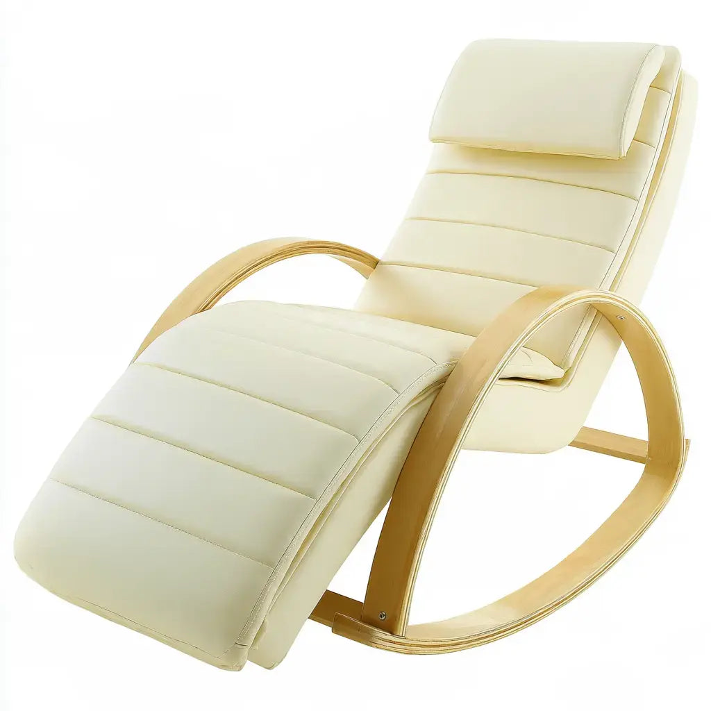 Mecedora con asiento alargado y acolchado segmentado - beige
